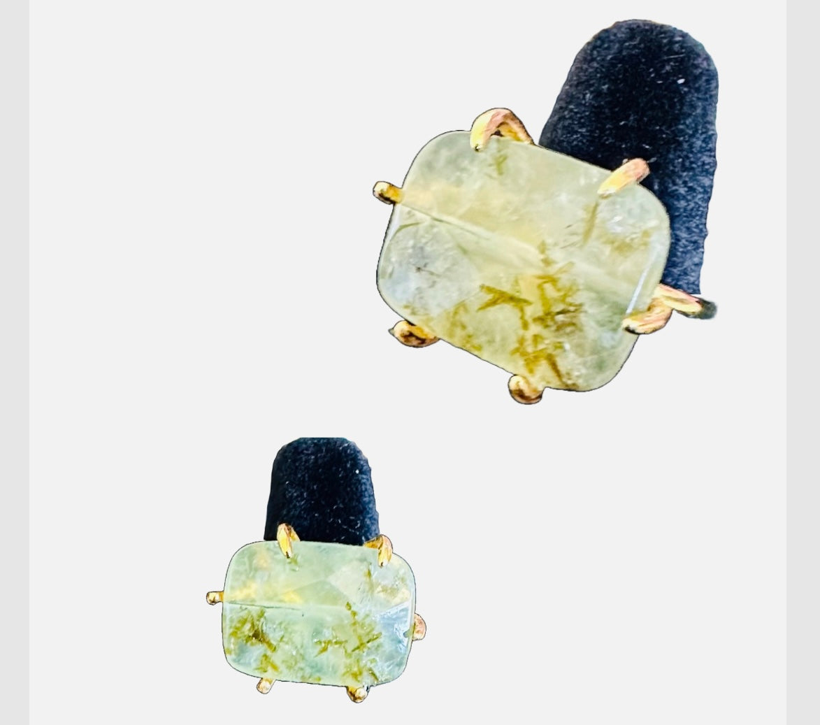The Sophia – Adjustable Gold-Plated Prehnite Statement Ring