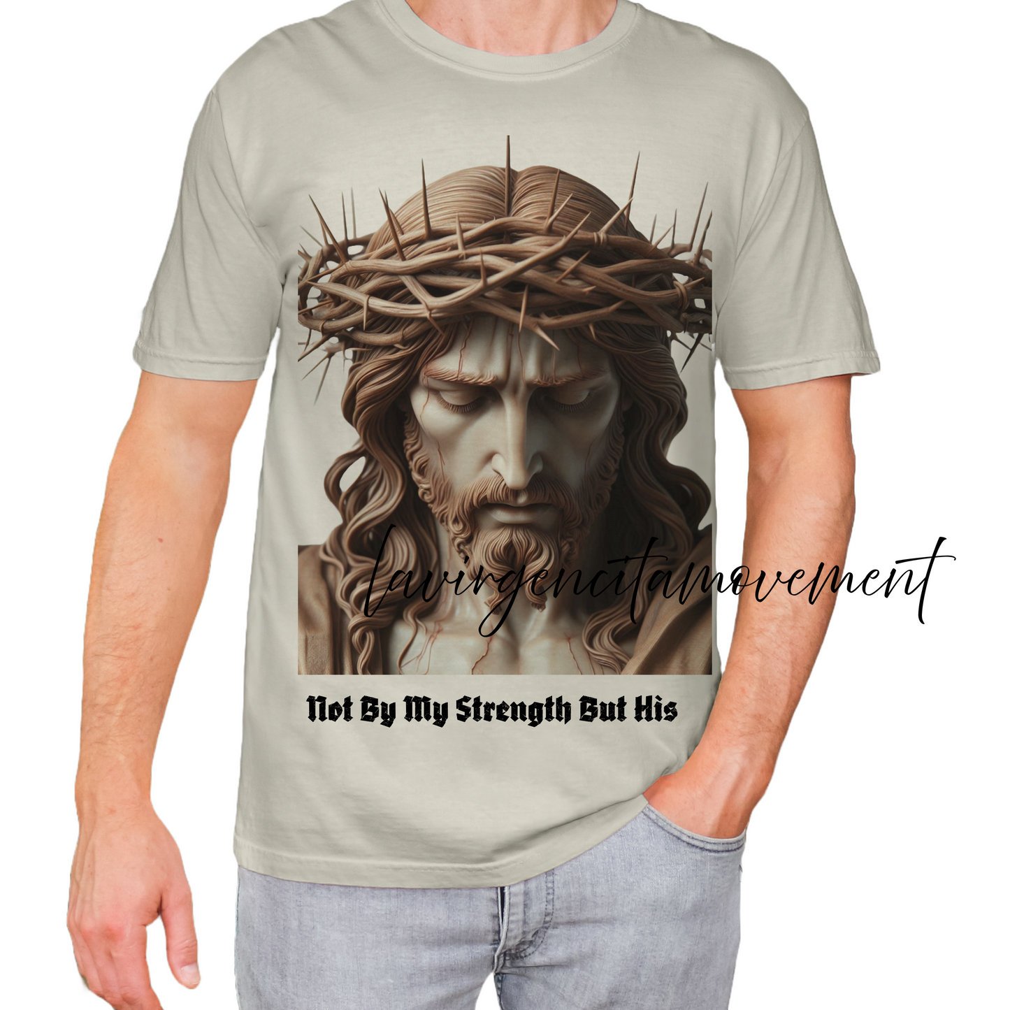 Not By My Strength But His" Christian T-Shirt | Comfort Colors® Faith Tee | Blossom, Ivory, Pepper, Sandstone