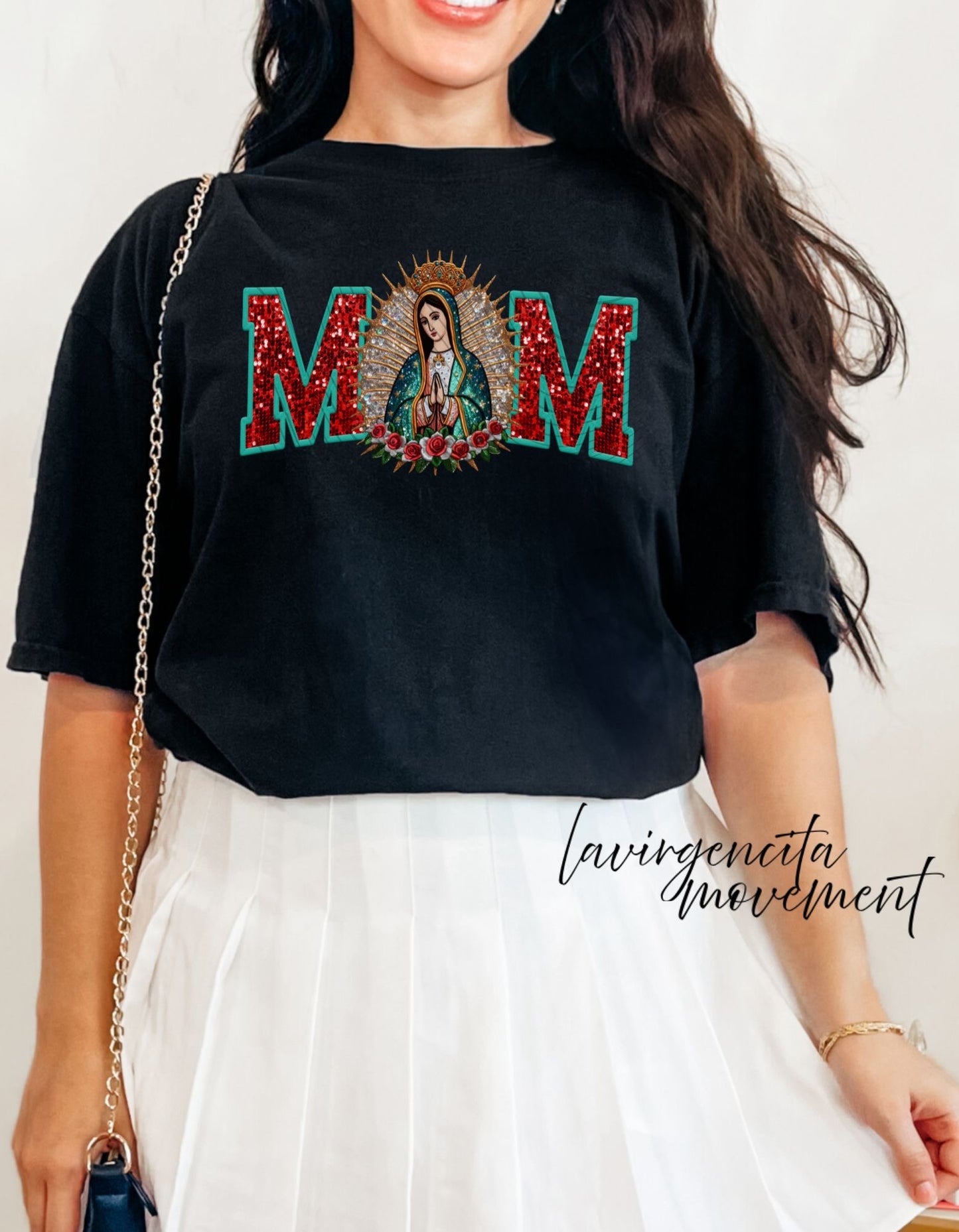 Virgencita Faux MOM Sequin Tee