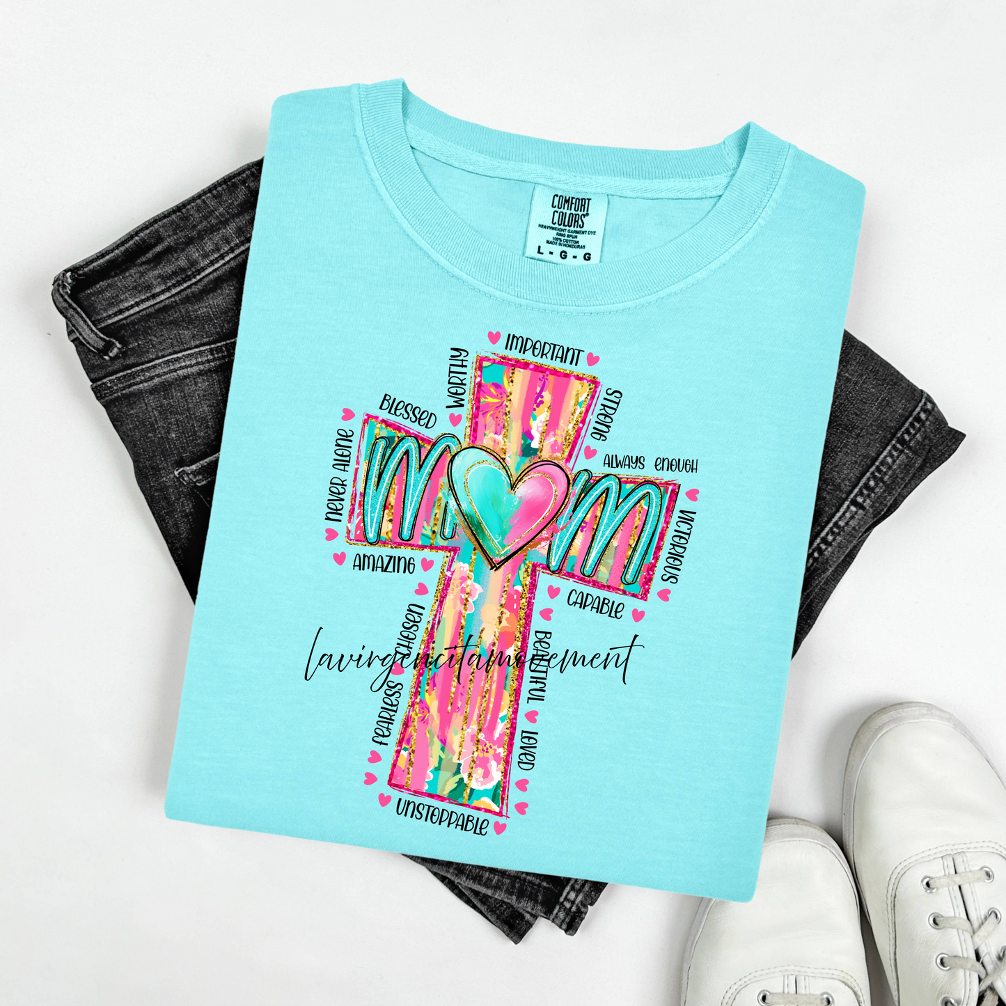 Comfort Colors® Cross Tee – Boysenberry, Chalky Mint & Neon Pink | Unisex Fit