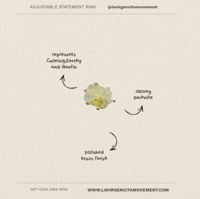 The Sophia – Adjustable Gold-Plated Prehnite Statement Ring