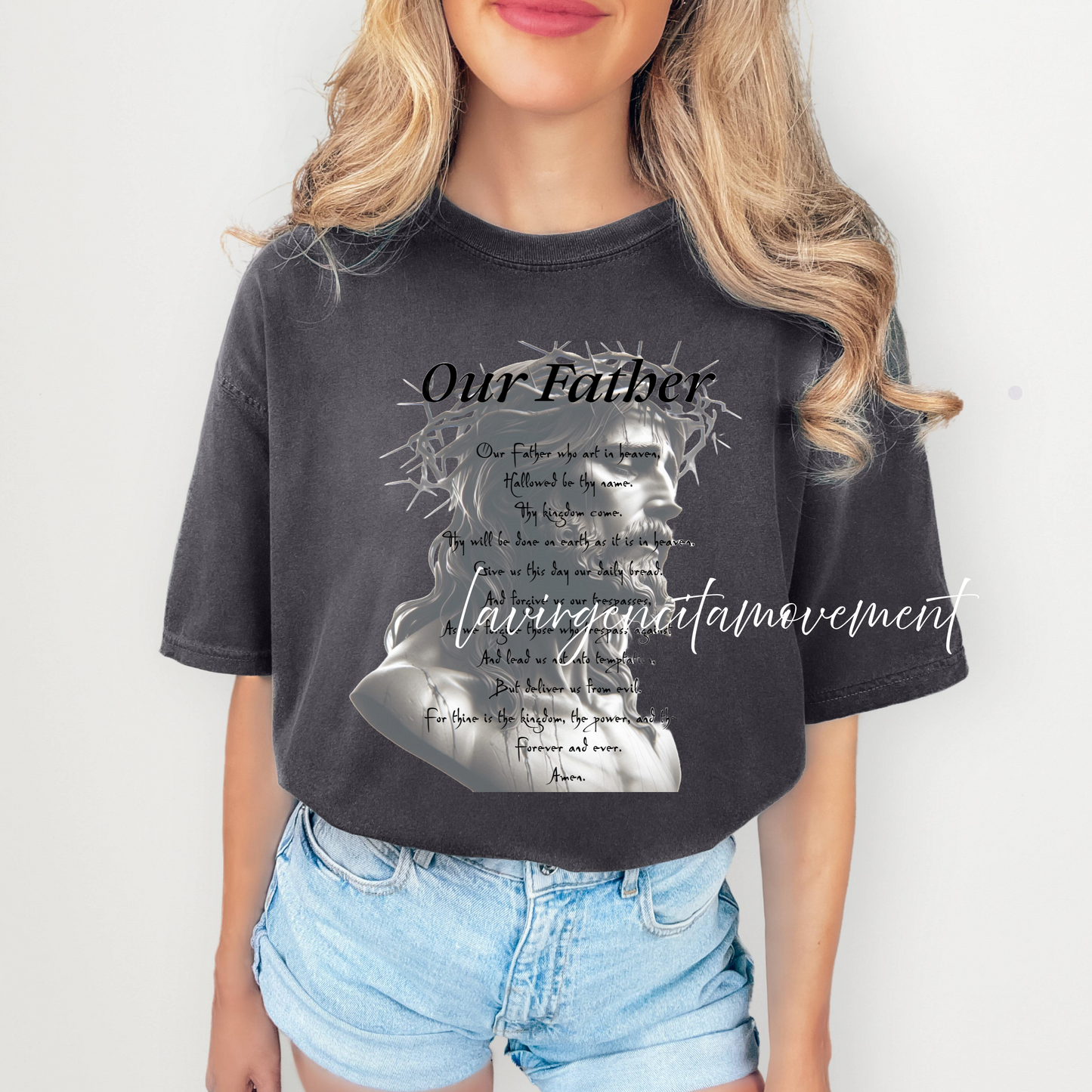 Comfort Colors “Our Father” Tee – Pepper Black & White | Unisex Fit