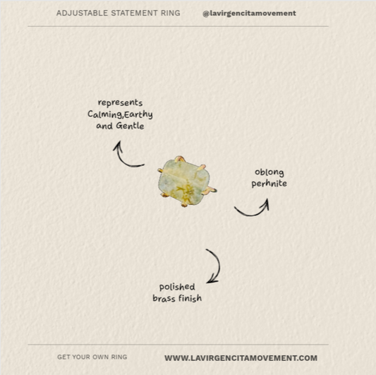 The Sophia – Adjustable Gold-Plated Prehnite Statement Ring